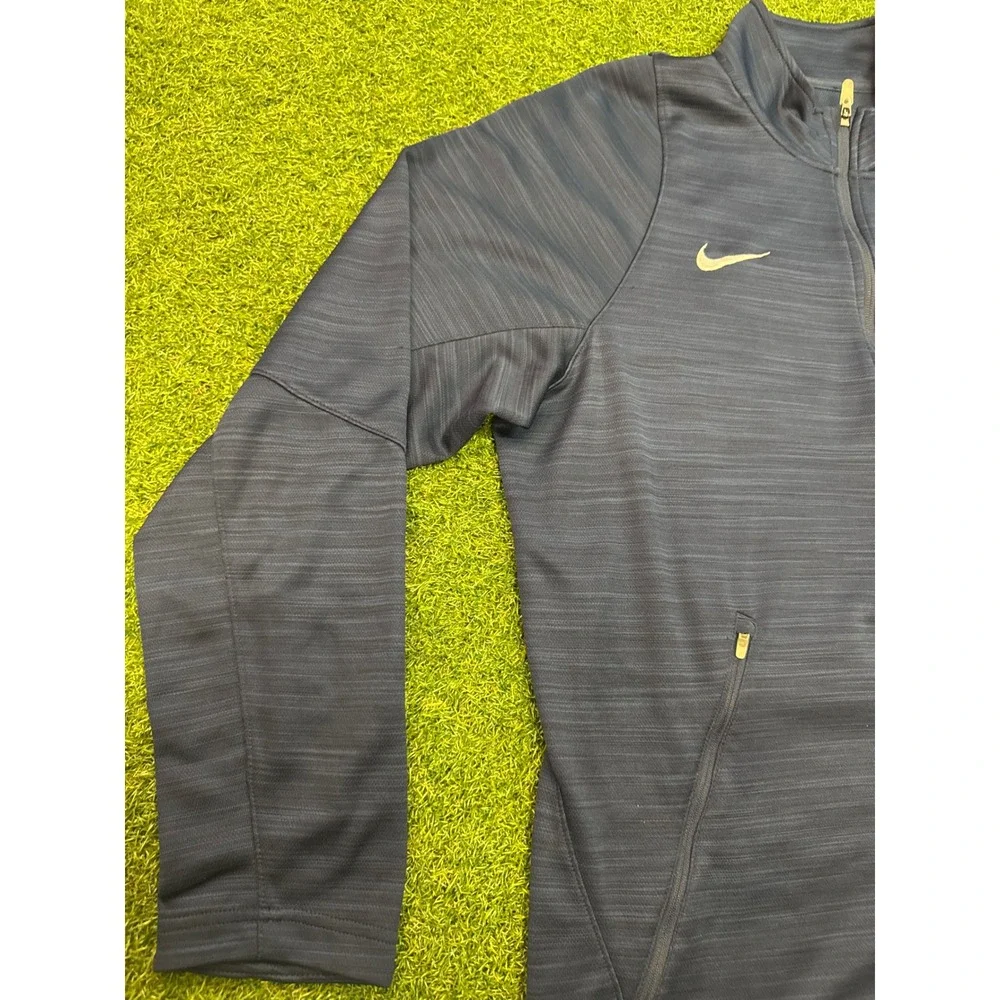Nike Dri-FIT Mens XL Full Zip Training Jacket Navy Blue Heather Mock Neck Soccer